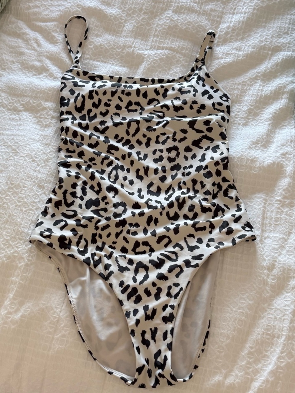 aerie Leopard-Print One-Piece Swimsuit in Cream and Black